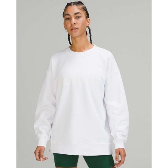 Lululemon Perfectly Oversized Graphic Crewneck Spellout White Size 4 - Picture 1 of 6